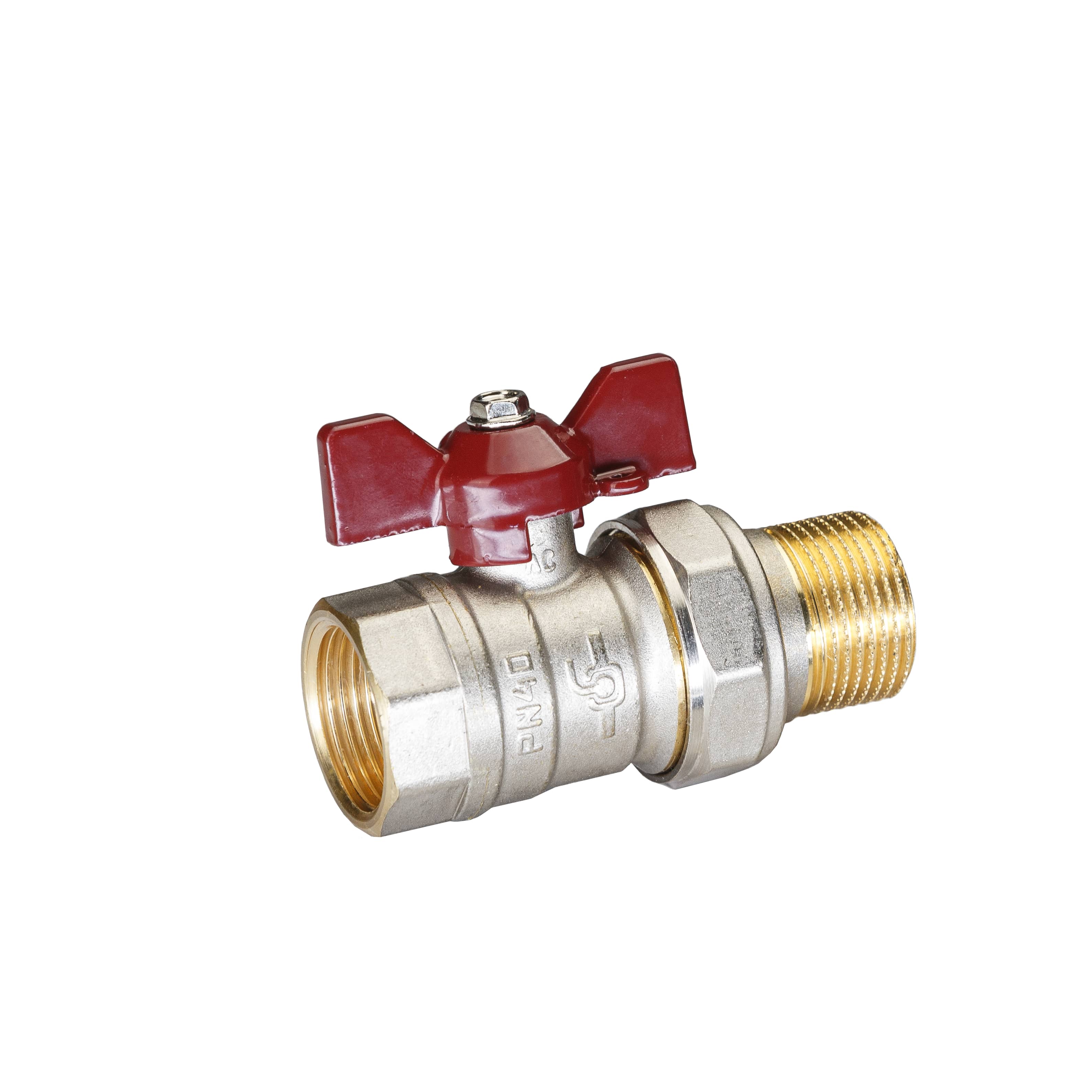 Кран шаровой латунный никель Temper Ду 20 (3/4”) PN40, ВР/НР американка, бабочка 8820ВАБ3440 арт.1302066