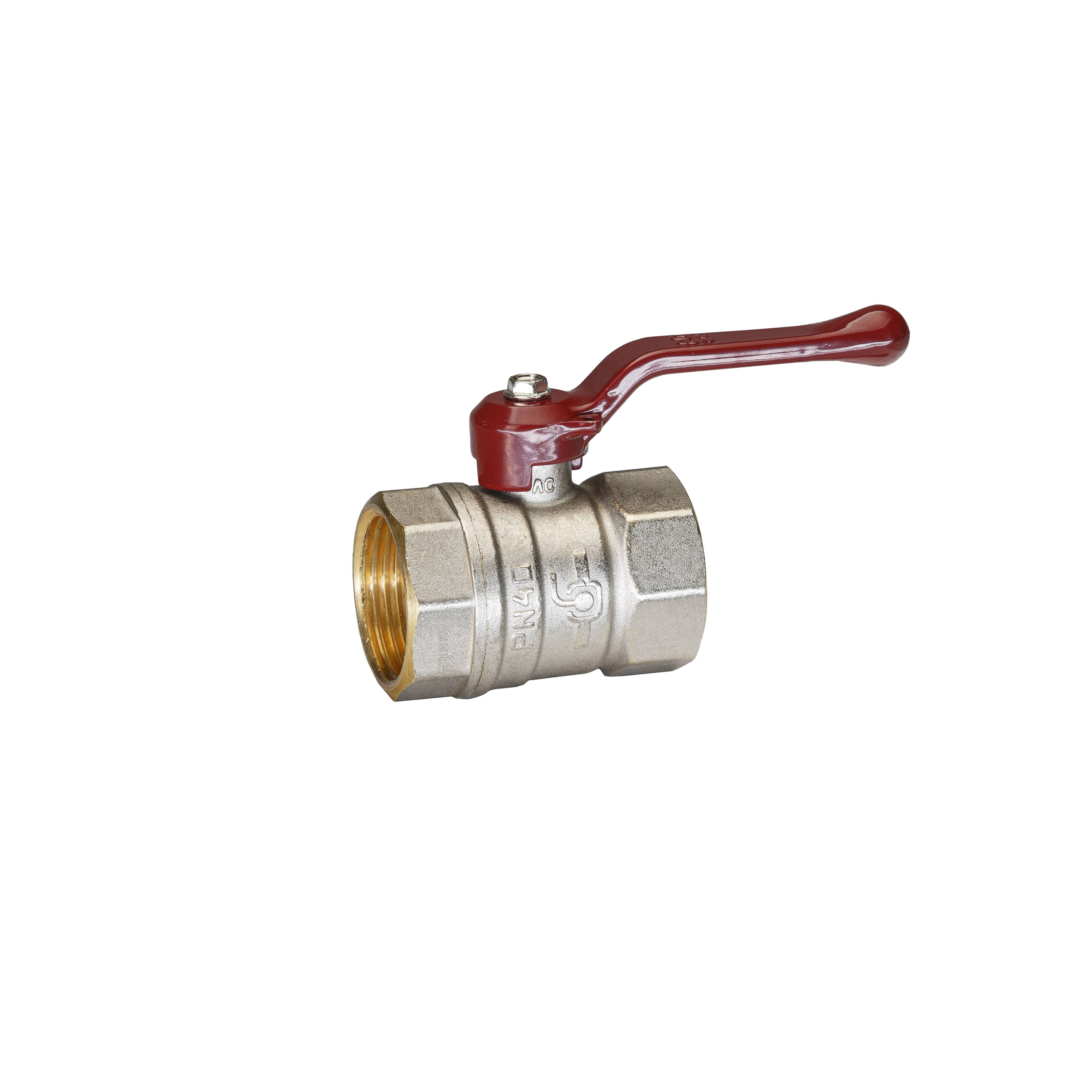Кран шаровой латунный никель Temper Ду 25 (1”) PN40, ВН/ВН, рычаг 8825ВВР140 арт.1302071
