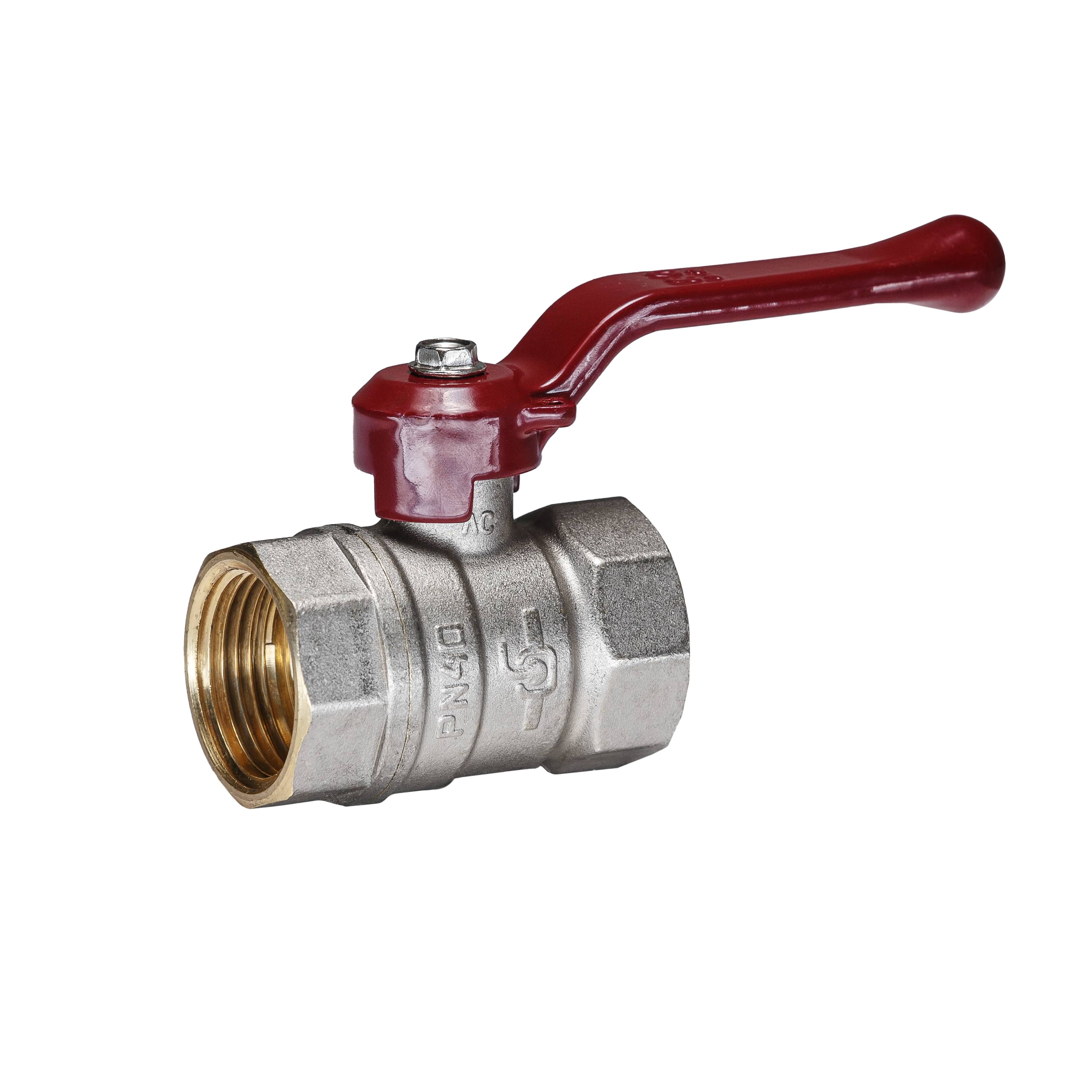 Кран шаровой латунный никель Temper Ду 20 (3/4”) PN40, ВН/ВН, рычаг 8820ВВР3440 арт.1302065