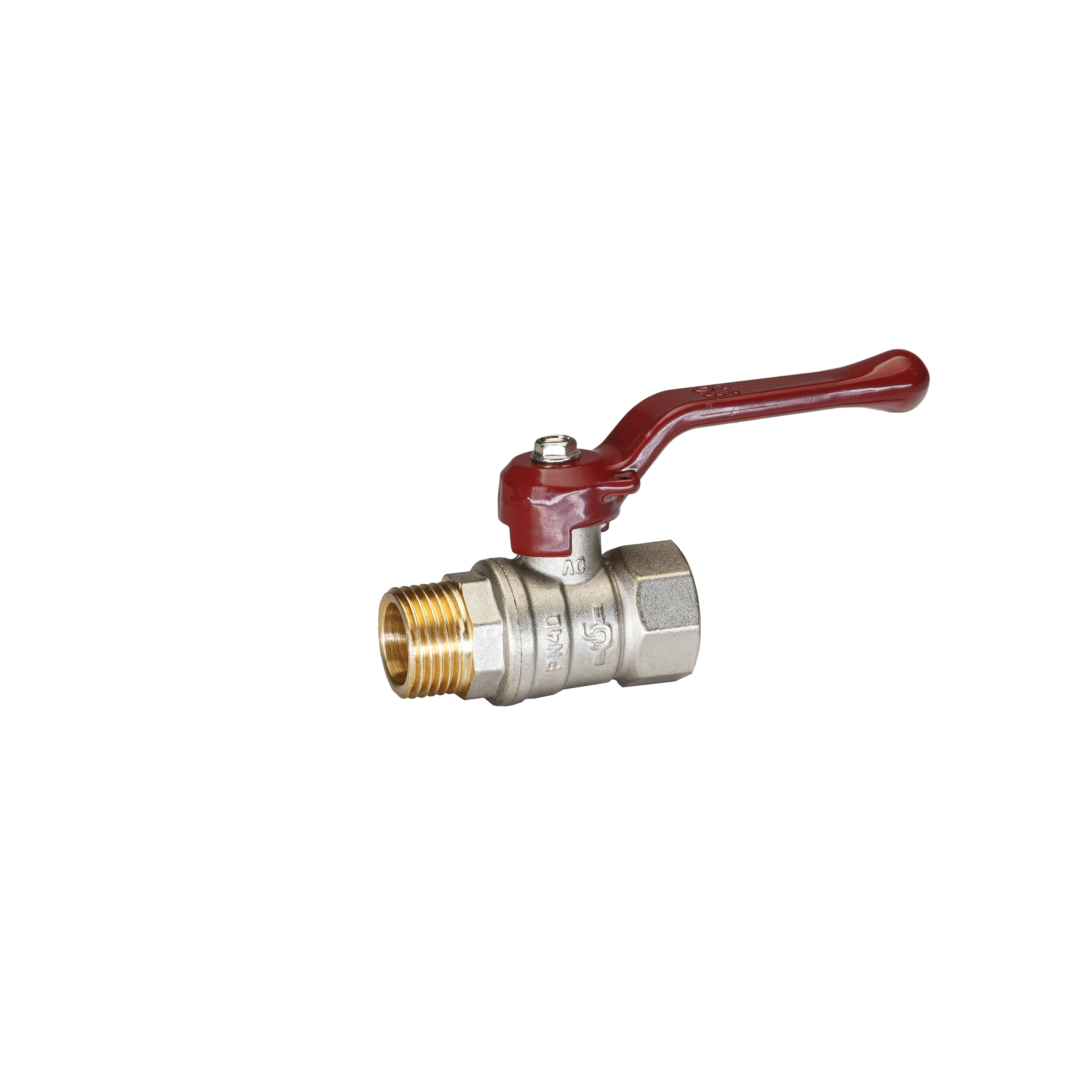 Кран шаровой латунный никель Temper Ду 15 (1/2”) PN40, ВН/НР, рычаг 8815ВНР1240 арт.1302060