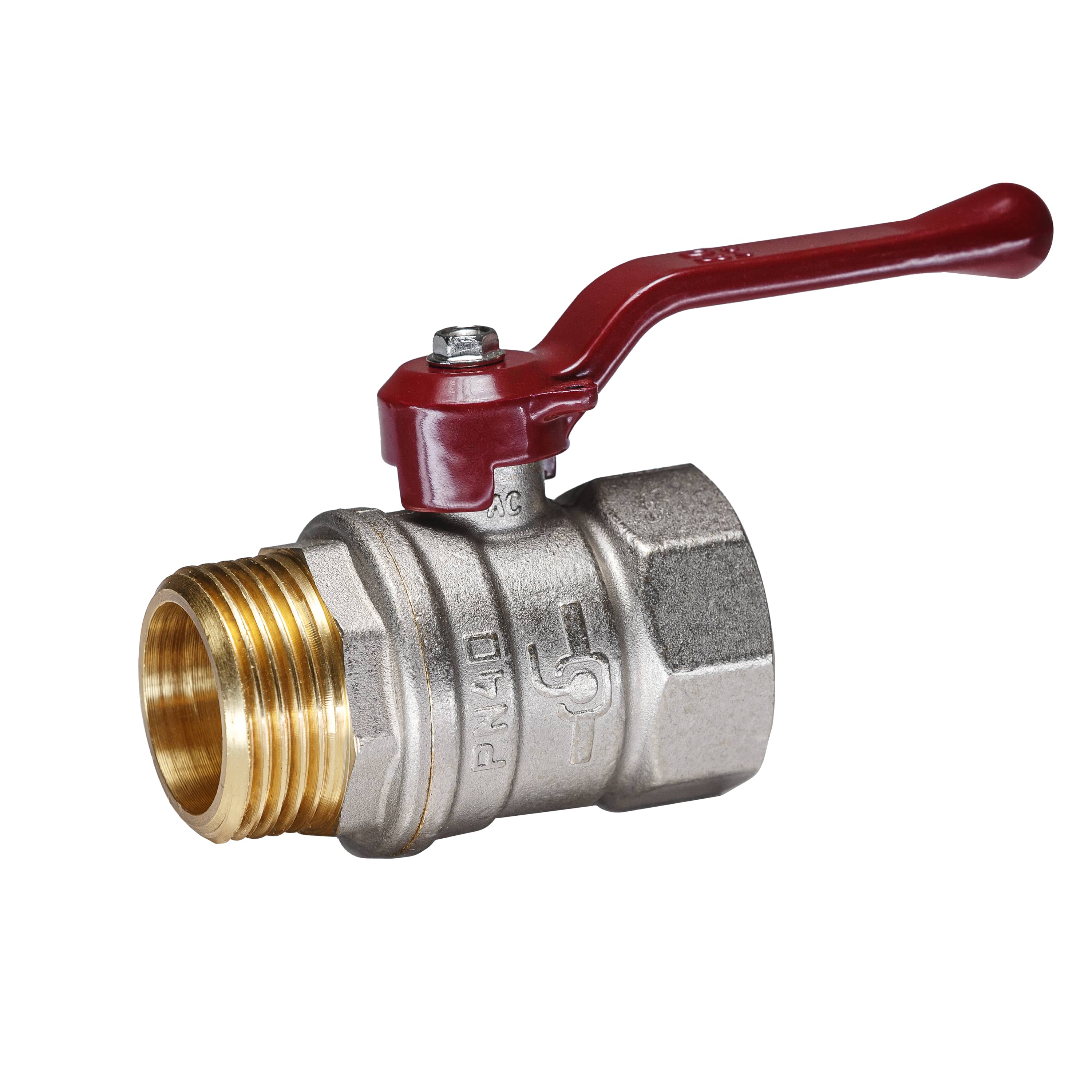Кран шаровой латунный никель Temper Ду 25 (1”) PN40, ВН/НР, рычаг 8825ВНР140 арт.1302304