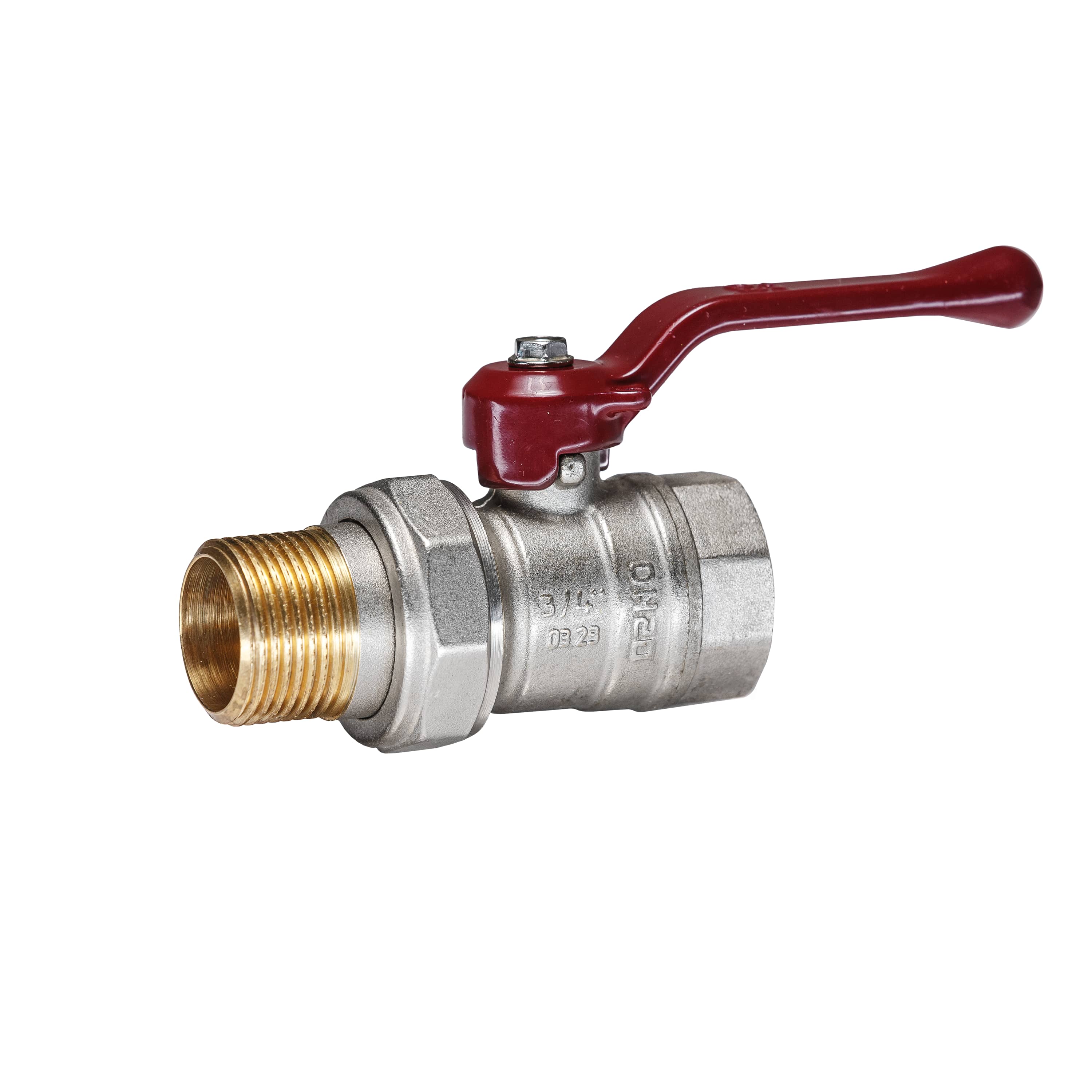 Кран шаровой латунный никель Temper Ду 20 (3/4”) PN40, ВН/НР американка, рычаг 8820ВАР3440 арт.1302067