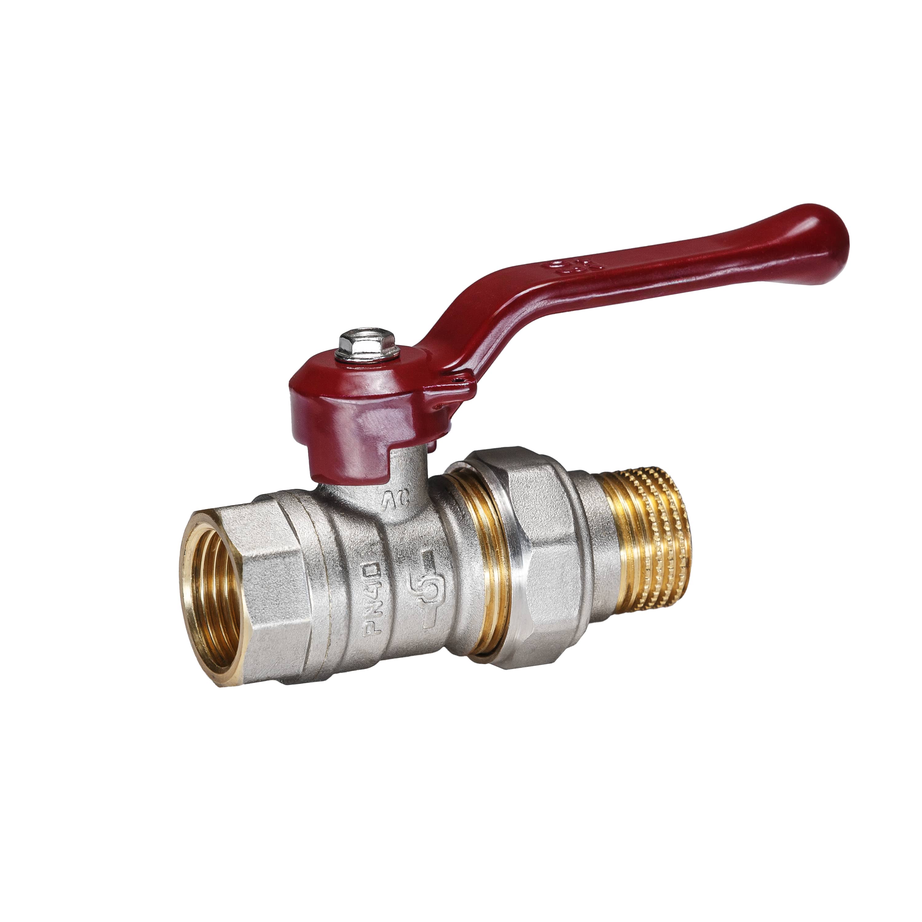 Кран шаровой латунный никель Temper Ду 15 (1/2”) PN40, ВН/НР американка, рычаг 8815ВАР1240 арт.1302058