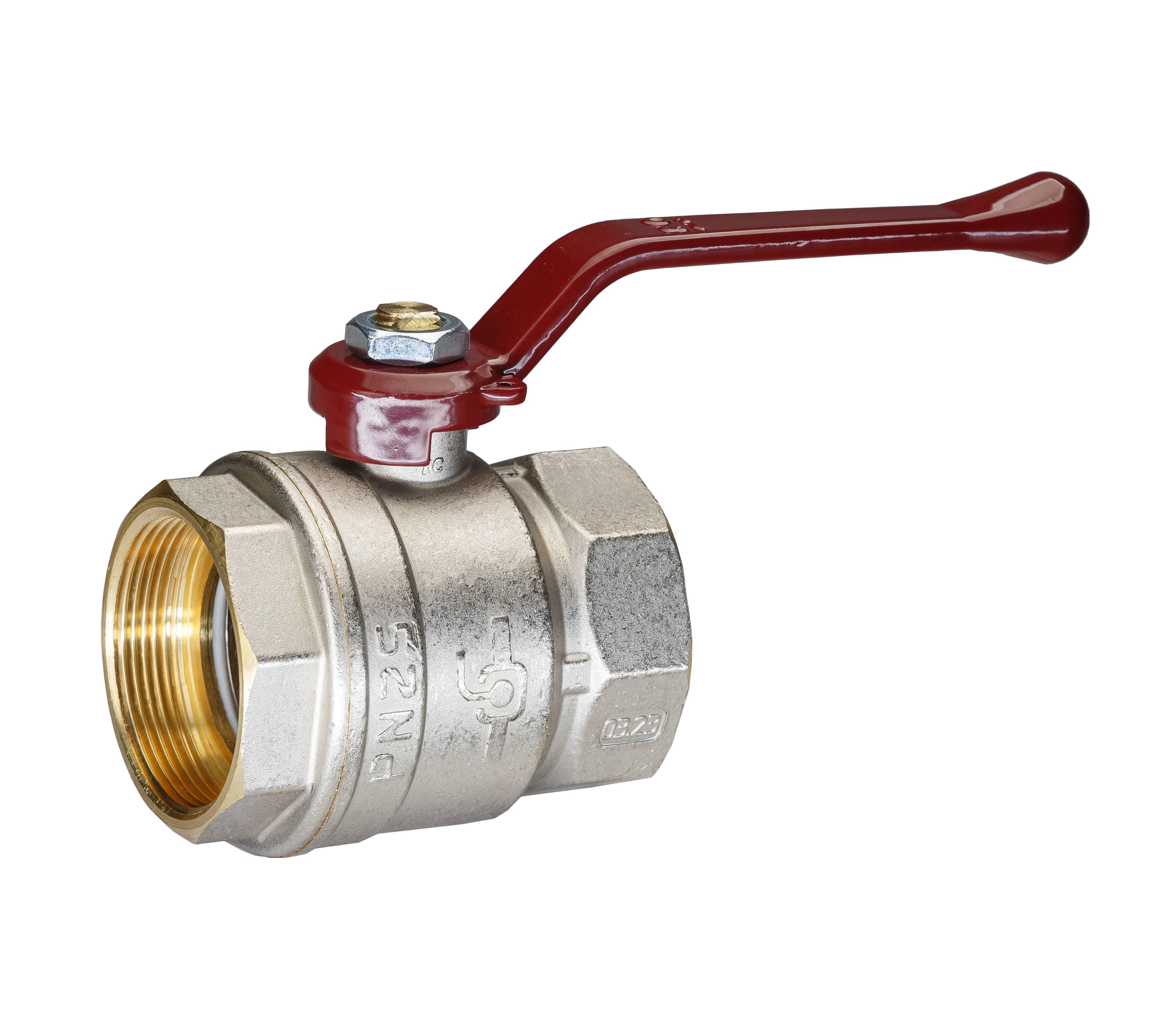 Кран шаровой латунный никель Temper Ду 50 (2”) PN25, ВН/ВН, рычаг 8850ВВР225 арт.1302088