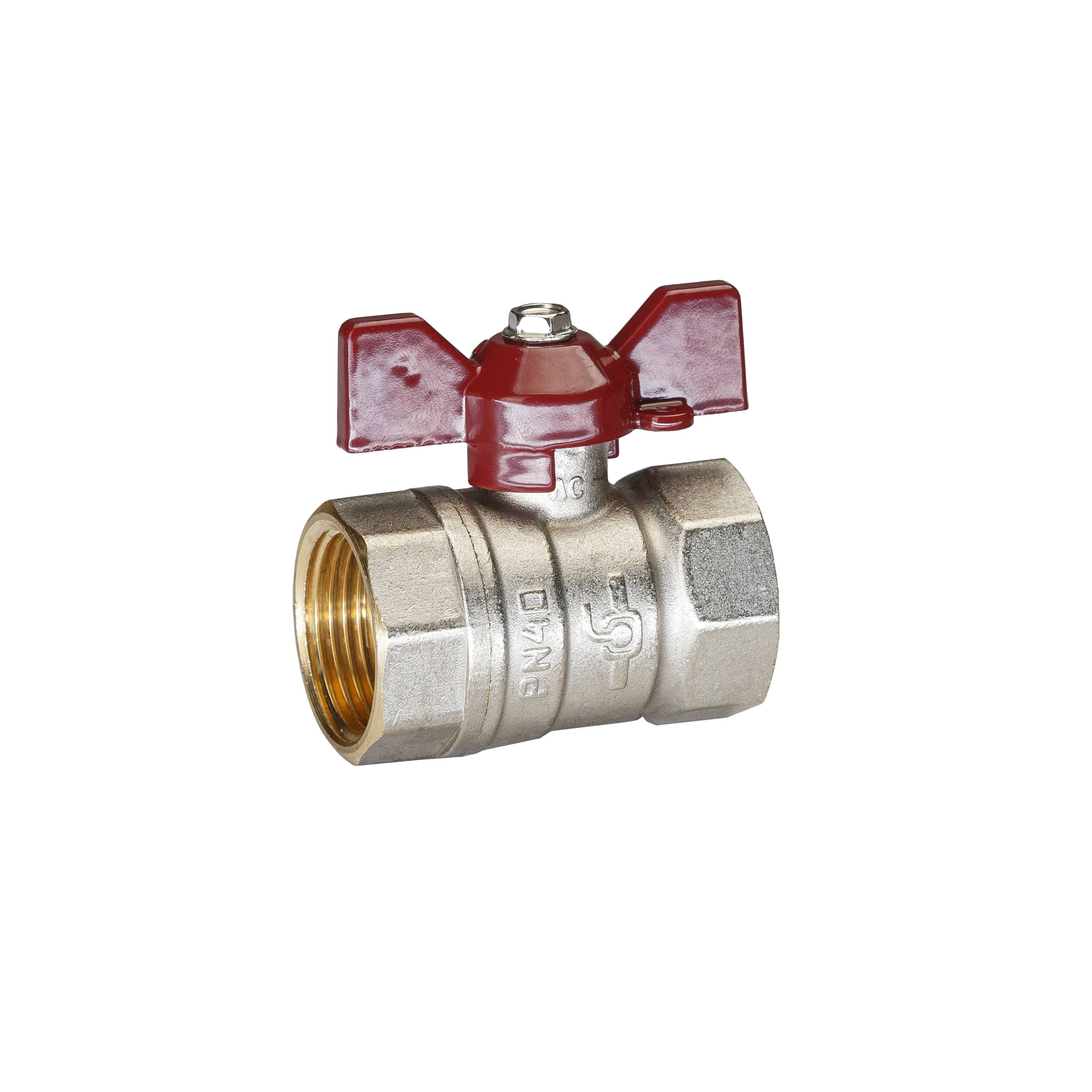 Кран шаровой латунный никель Temper Ду 20 (3/4”) PN40, ВН/ВН, бабочка 8820ВВБ3440 арт.1302064