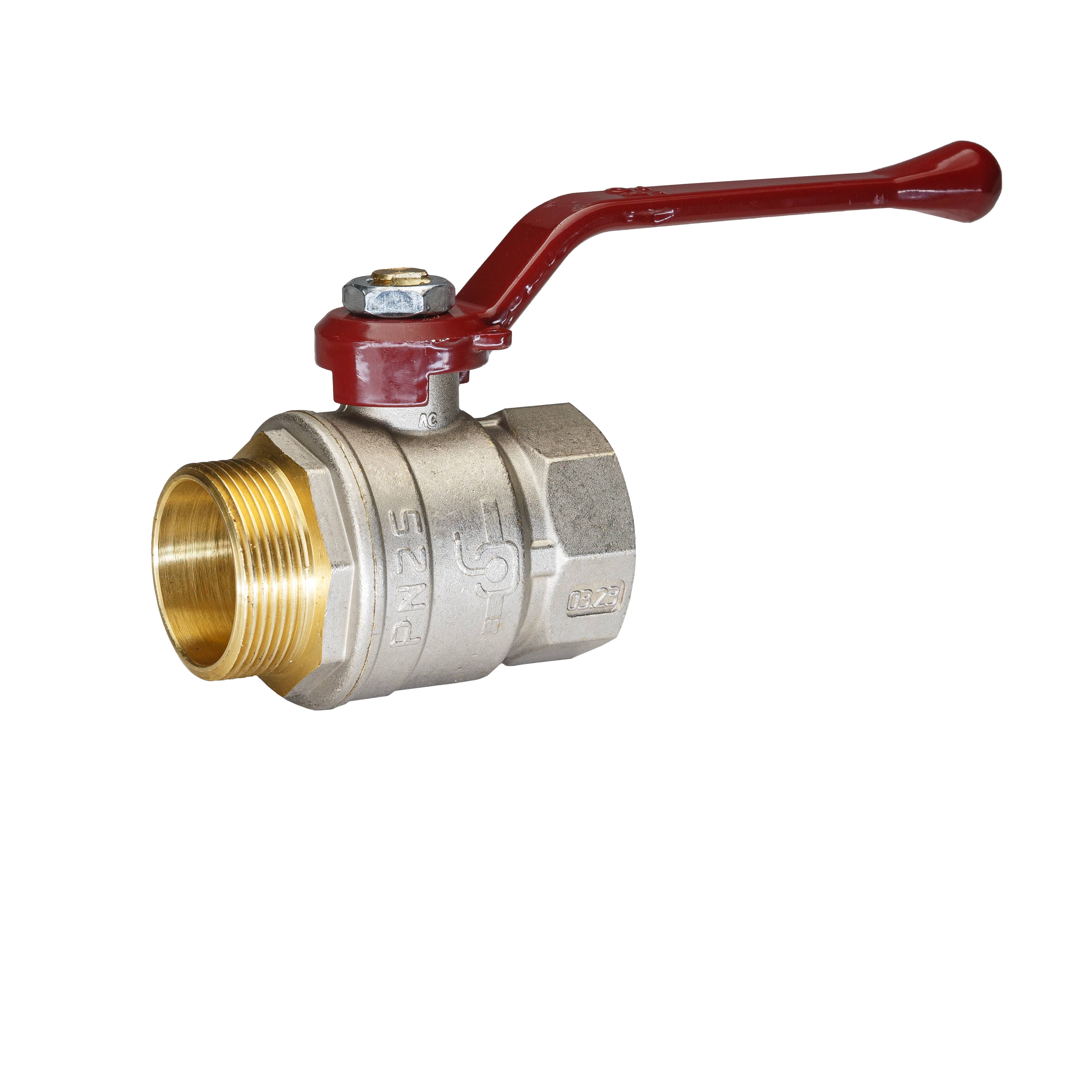 Кран шаровой латунный никель Temper Ду 40 (1.1/2”) PN25, ВН/НР, рычаг 8840ВНР11225 арт.1302086
